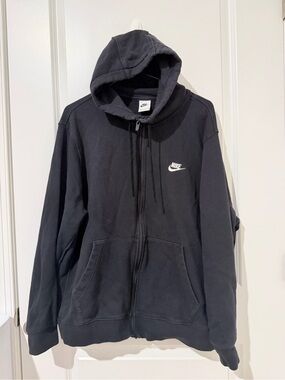 Nike Black Full-Zip Hooded Sweatshirt with White Swoosh